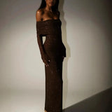Women's New Luxury Out-Shoulder Long-Sleeved Body Drilled Noble