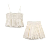Women's Fashion Casual Set Sweet Sling Vest 0881027+ High-Waisted Shorts