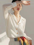 Temperament White Shirt Long-Sleeved Spring And Autumn New Unique Fashion Beautiful Shirt Early Autumn Women's Chiffon