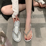 Flip-Flops Women Wear 2025 New Fashion Large-Size Flat-Bottomed Toes Explosion Beachside Splint