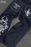 American High Street Retro Men Washed Pants Y2k Harajuku Hip Hop Loose Jeans Couples Casual Joker Straight Wide-leg Jeans 211-1-Outfit