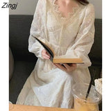 Fashion Vintage Midi Dress Party Long Sleeve Sweet Y2k Dress Lace Design 2022 Autumn Evening Elegant Dress Women