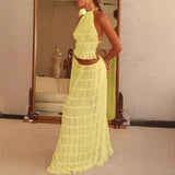 Women's New Sleeveless Hanging Neck Top Half Dress Two