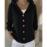 Knitted Hooded Sweater Button Open Shirt Jacket Autumn And Winter New Solid Color Casual Fashion