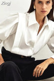 Shirts Vintage Chic Blouse Office Ladies Tops Casual Solid White Shirt Fashion Long Sleeve Women Clothes Streetwear