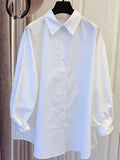 Zingj Quality Pure Cotton Han Fan Lazy Wind Doll Style Loose Long Sleeve Design Sense Shirt Female 2024 Spring Shirt