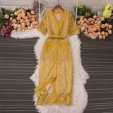 New Sweet Female Taste Lace High-End Buckle Pocket Royal Sister Dress Goddess Temperament To Take Pictures