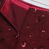 New Scaro Squint Red Skirt High Waist Thin A Word Backbage Anti-Walking Short Skirt
