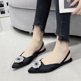 And South Korea Pingtou Tips Drill Sandals Women's New Baotou Velvet Flat Behind The Empty Single Shoes