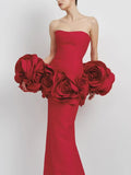 Bra Design-Sensitive Dress Woman 2025 Summer New Three-Dimensional Flowers Show Backs Long Dress