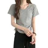 Zingj Rope Short-Sleeved T-Shirt Women 2024 New Summer Korean Version Design Sense Slim Casual Short Student Jacket