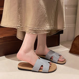 Boken Slippers Female H Drag Wear 2025 New High-End Sense French Flat-Bottomed Beach Word Drag