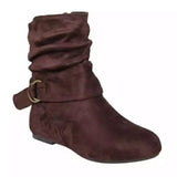 Autumn And Winter New Station Size 43 Flat Bottom Belt Buckle Women's Short Boots Lindrical Head Women's