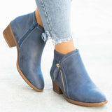 Short Cylinder Side Zipper Round Head Fashion Women's Velvet Face Thick And Thin Martin Boots