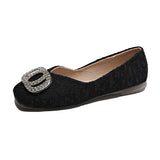 Water Drill Shallow Mouth Single Shoes Women's Head Flat-Soled Single Shoes Women's Spring New Folds Comfortable Soft Bean Bean