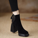 Autumn And Winter New Thick And Boots Waterproof Table Round Head High And Short Boots Coffee Color Martin Boots