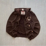 Zippered Shirt Net Red Hoodie Letter TRUE RELIGION New