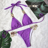 Zingj New Swimwear Crystal Diamond Chain Women's Split Swimsuit Perm Gold Snake Grain Strap Sexy
