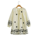 Women's New Flower Embroidery Casual Sleeve Dress