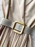 Notched Collar Draped Rompers For Women Casual Sleeveless High Waist Wide Leg Playsuits Female Beige/Green Jumpsuit