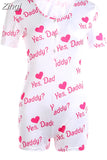 Women Sexy V-Neck Bodycon Bodysuit Casual Printed Button Sleepwear Jumpsuit Shorts Romper Leotard Sexy Ladies Summer Pajamas