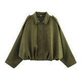 Color 2025 Spring And Autumn Leisure Tuffen Texture Collar Pilot Jacket Women