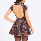 Autumn And Winter New Women's Sexy Bare Back Collar Slimming Leopard Print 100-Fold