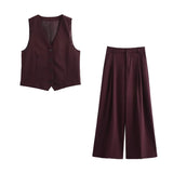 Women's New Fashion Vest + High-Rise Body Repair Casual Trousers