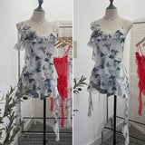 Pure Windy Irregular Lotus Side Hottie Slings Sling Vest Ribbon Ribbon Ribbon Ribbon Ribbon Ribbon Ribbon Sleeveless Top