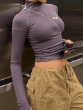 Zip-Up Long Sleeve Crop Top- Outfit
