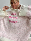 Blogger Wind With Loose Letter Embroidery Personality Tattered Knitted Sweater Casual Personality Sweater Women Autumn And