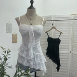 Shoot Sweet Spice Girls Irregular Lotus Side With Chest Pad Sling Vest Sexy Lace Sleeveless Top