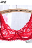 Women's Lace Unlined Underwire Push Up Bra Full Lace Brassiere Underwear Bras Lingerie Intimates Bralette