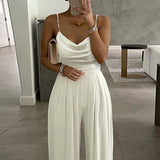 New Pearl Slings Wide Legs Sleeveless V-Neck-Clenable