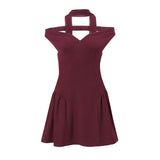 Zingj Women's Fall 2024 New Sexy V Neck Low Cut Hot Girl Show Back Solid Color Slim Dress