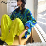 Woman Casual Wide Leg Solid Elastic High Waist All-match Harajuku European Style Autumn Simple Design Retro Ladies