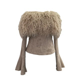 Wind Shoulder Hair Knitted Shirt Girl Short To Make Old Broken Long-Sleeved T-Shirt Top