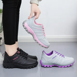 And Autumn Flat Leather Shoes Women's Fashion Outdoor Running Shoes Ladies Casual Shoes Light Travel