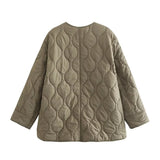 Women's Clothing New Casual Lingge Collar Quilt Loose Cotton