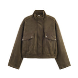 Explosive Women's Fashion Loose Zipper Trim Collar Velvet Jacket