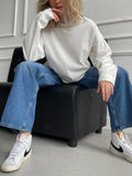Thread Cuffs Pure Cotton T-Shirt Women 220G Knitted Loose Long-Sleeved Top Hot Ins