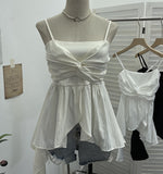 Shooting Irregular Kinky Skirt Shaved Belly Thin Sling Vest Design Slim Slime Sleeveless Top