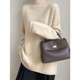 Thicker And Increase Imitation Water Marinade Sweater Women 2025 New Autumn And Winter Round Collar Collar Tiling Lazy Wind Long-Sleeved Knitting