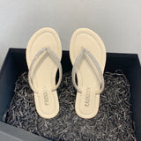 Summer New Large Women's Shoes Casual Water Drill Clip Low Heel Pedal Lightweight Slippers