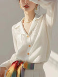 Temperament White Shirt Long-Sleeved Spring And Autumn New Unique Fashion Beautiful Shirt Early Autumn Women's Chiffon