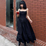 Lace Up Corset Black Maxi DressOutfit