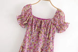Women's Chiffon Floral Short-Sleeved Dress