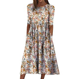 Women's New Dress Summer Fashion Floral Print With Pocket