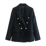 Women's Textured Double Breasted Blazer New 2025 Autumn / Winter Fashion Casual