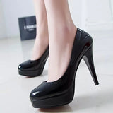 High Heels Sexy Four Seasons This Year's New Patent Leather Round Head Heel Women's Single